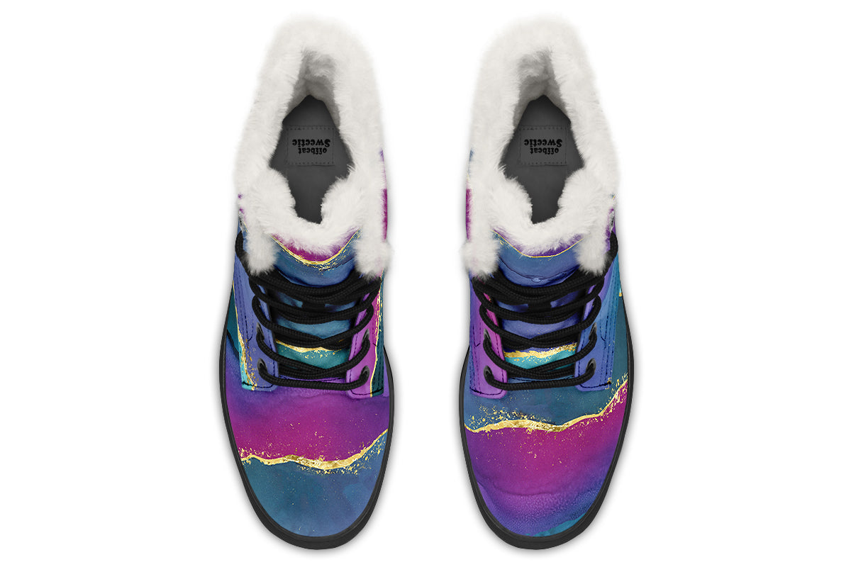 Geode Faux Fur Boots - Offbeat Sweetie