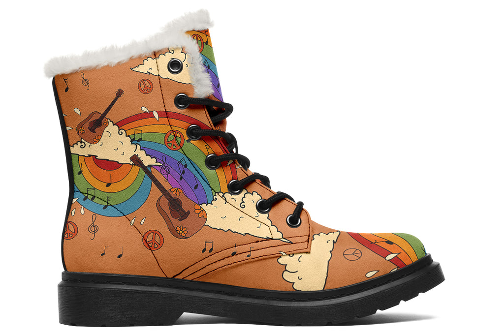 Groovy Tunes Faux Fur Boots - Offbeat Sweetie