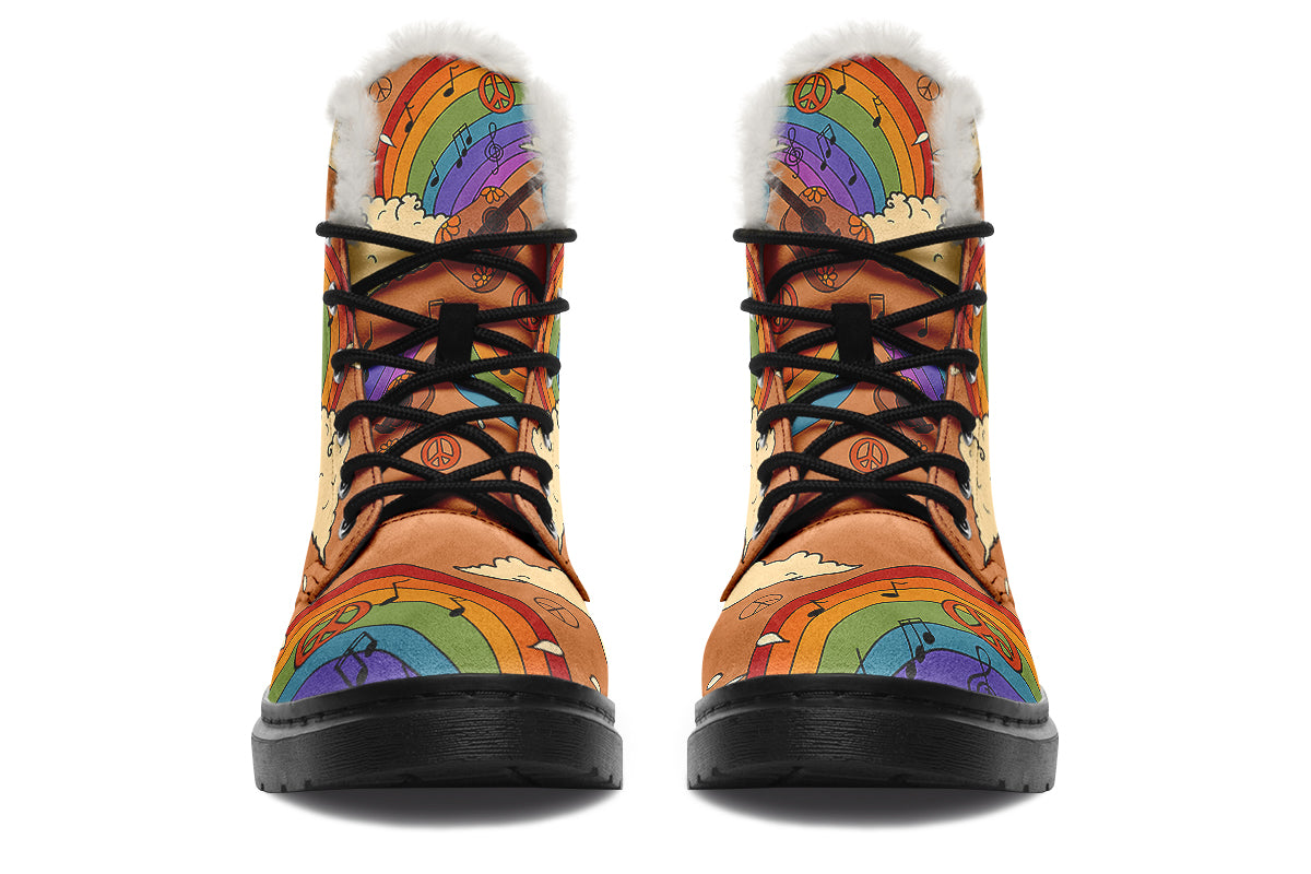 Groovy Tunes Faux Fur Boots - Offbeat Sweetie