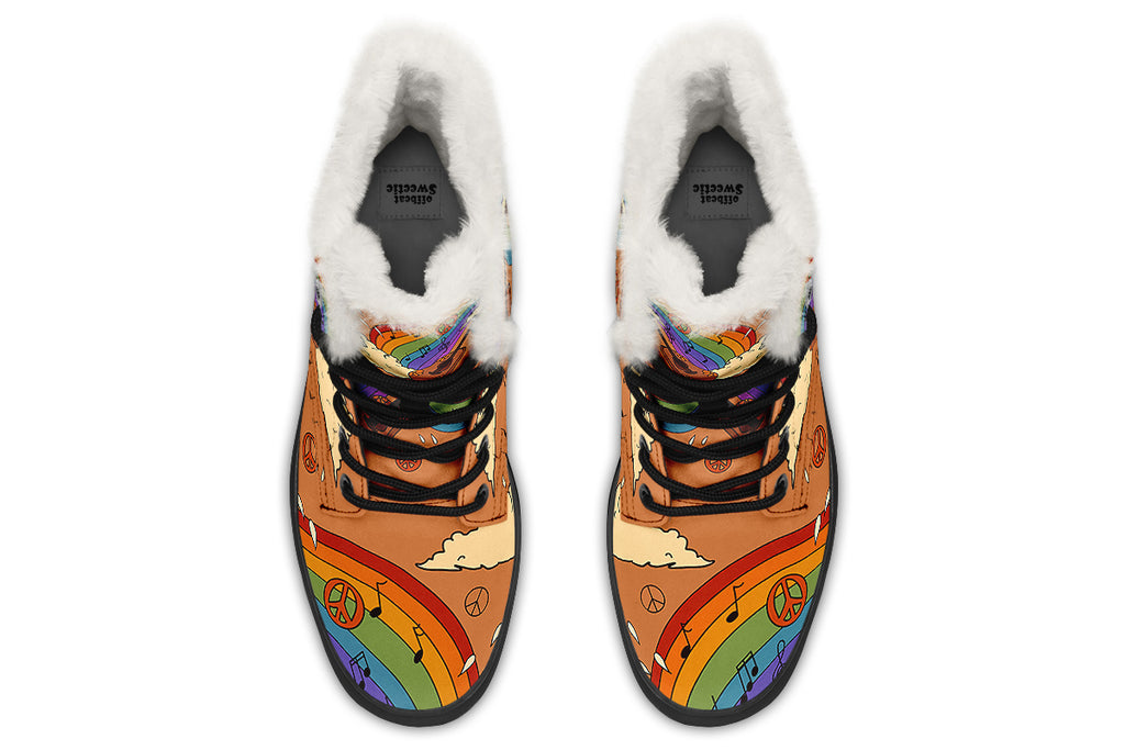 Groovy Tunes Faux Fur Boots - Offbeat Sweetie