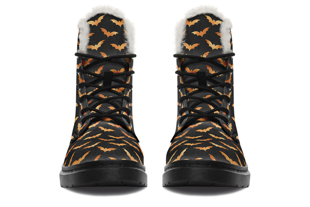 Halloween Bats Faux Fur Boots - Offbeat Sweetie