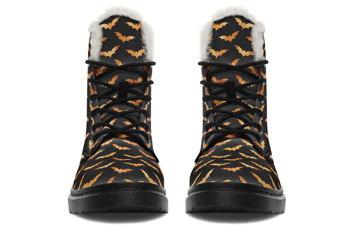 Halloween Bats Faux Fur Boots - Offbeat Sweetie