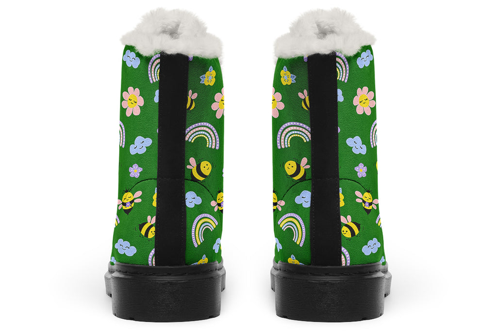 Happy Bees Faux Fur Boots