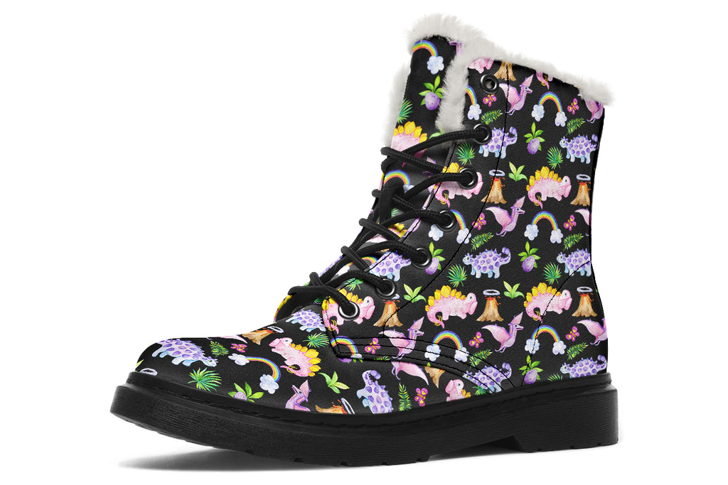 Happy Dinos Faux Fur Boots - Offbeat Sweetie