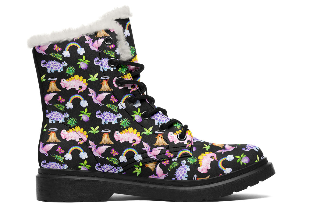 Happy Dinos Faux Fur Boots - Offbeat Sweetie