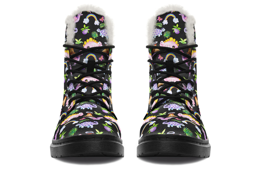 Happy Dinos Faux Fur Boots - Offbeat Sweetie