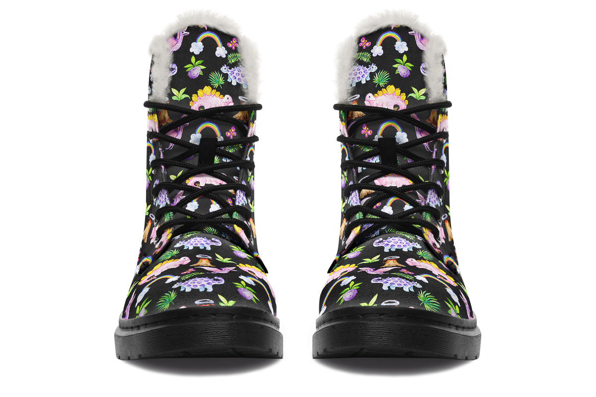 Happy Dinos Faux Fur Boots - Offbeat Sweetie