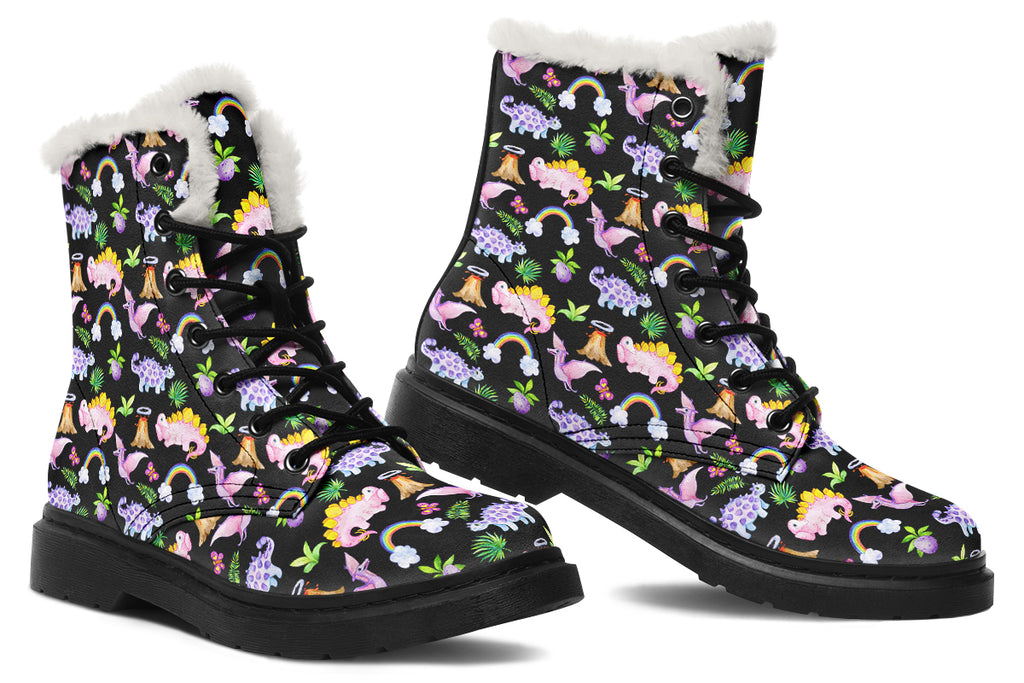 Happy Dinos Faux Fur Boots - Offbeat Sweetie