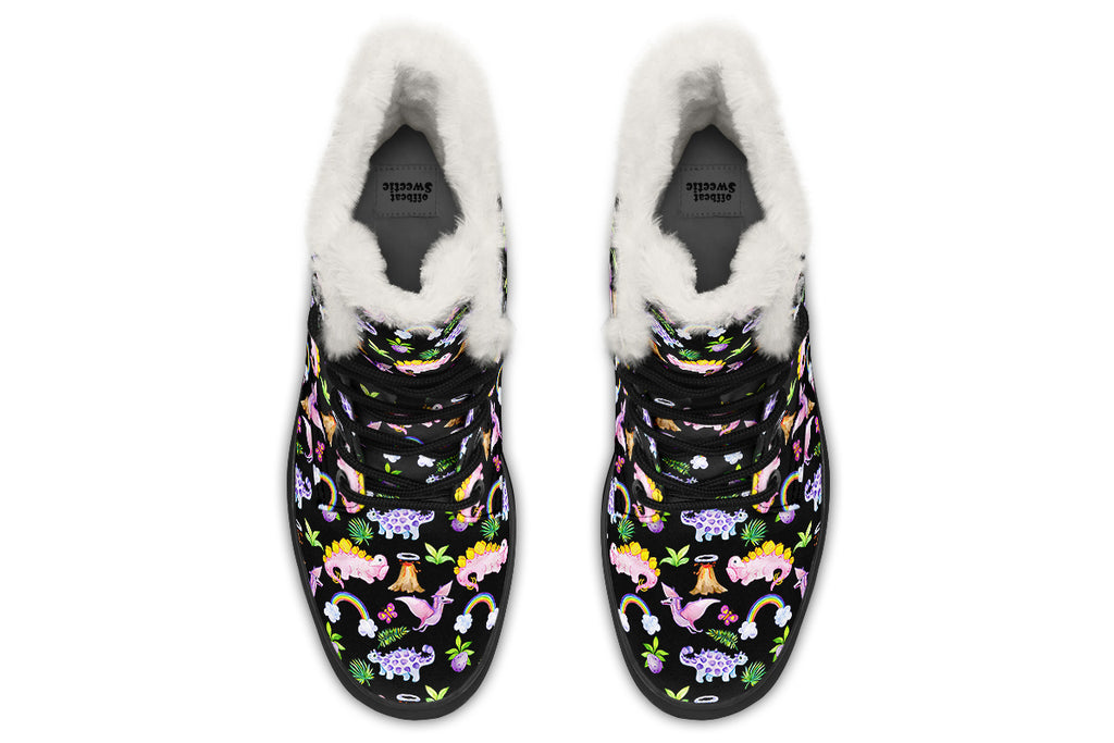 Happy Dinos Faux Fur Boots - Offbeat Sweetie