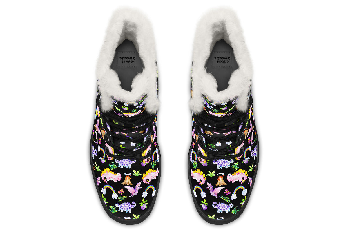 Happy Dinos Faux Fur Boots - Offbeat Sweetie