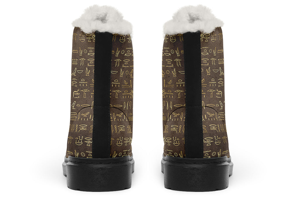 Hieroglyphics Faux Fur Boots - Offbeat Sweetie