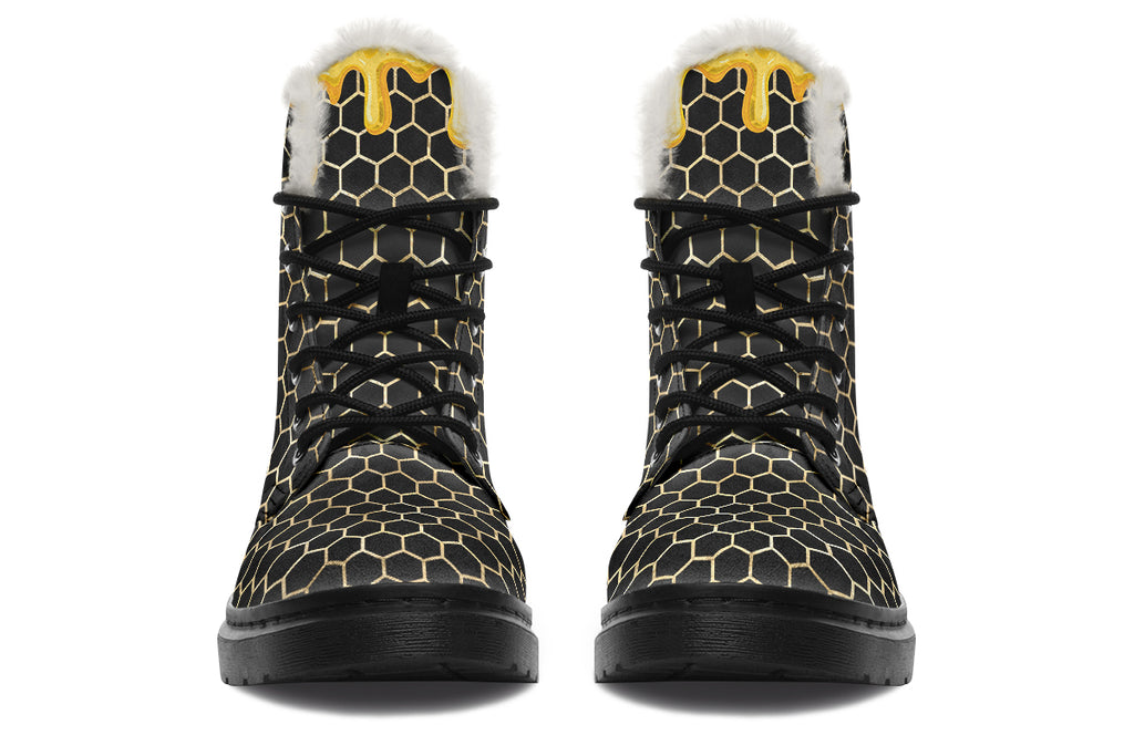 Honeycomb Faux Fur Boots - Offbeat Sweetie