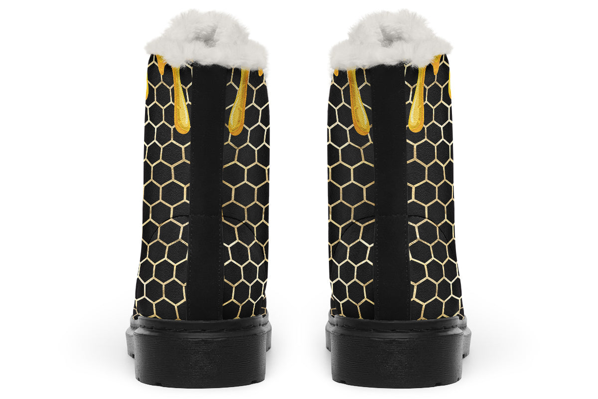 Honeycomb Faux Fur Boots - Offbeat Sweetie