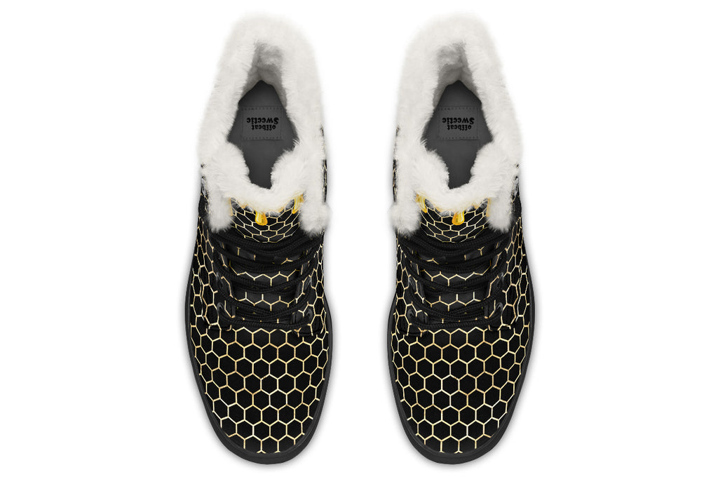 Honeycomb Faux Fur Boots - Offbeat Sweetie