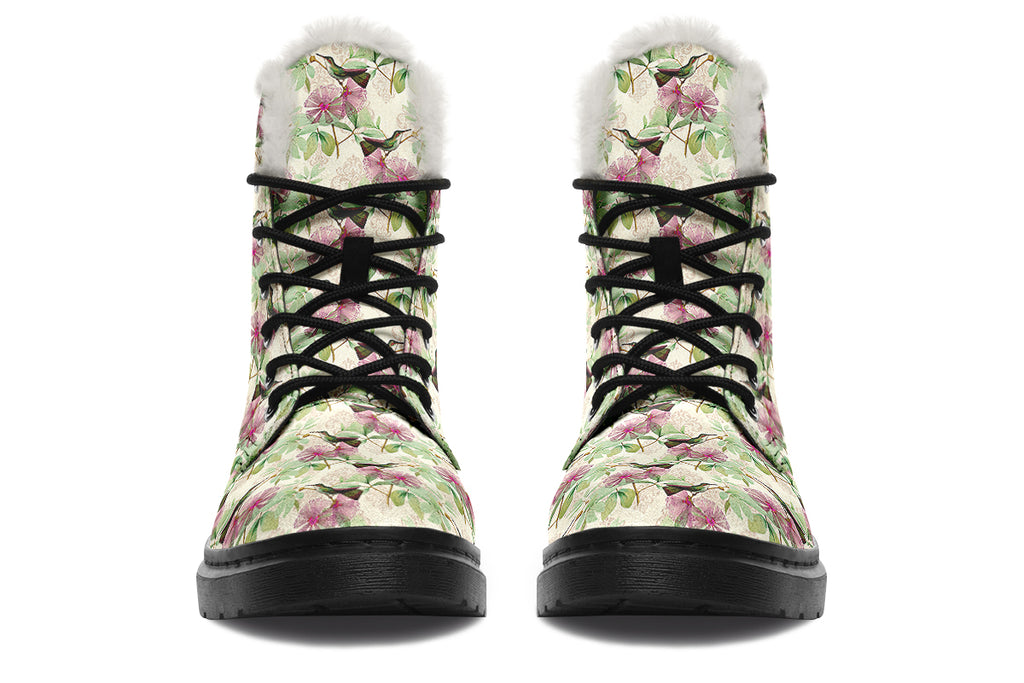 Hummingbirds Faux Fur Boots - Offbeat Sweetie