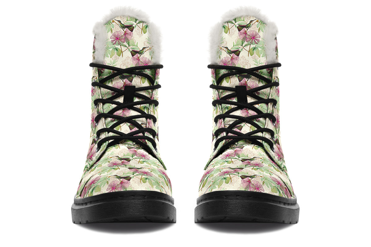Hummingbirds Faux Fur Boots - Offbeat Sweetie