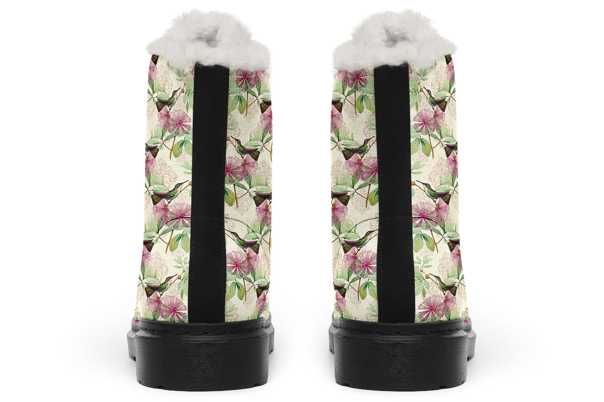 Hummingbirds Faux Fur Boots - Offbeat Sweetie