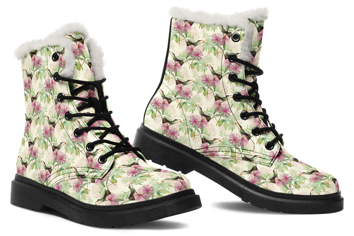 Hummingbirds Faux Fur Boots - Offbeat Sweetie