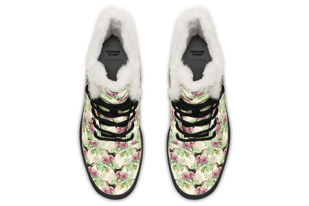 Hummingbirds Faux Fur Boots - Offbeat Sweetie