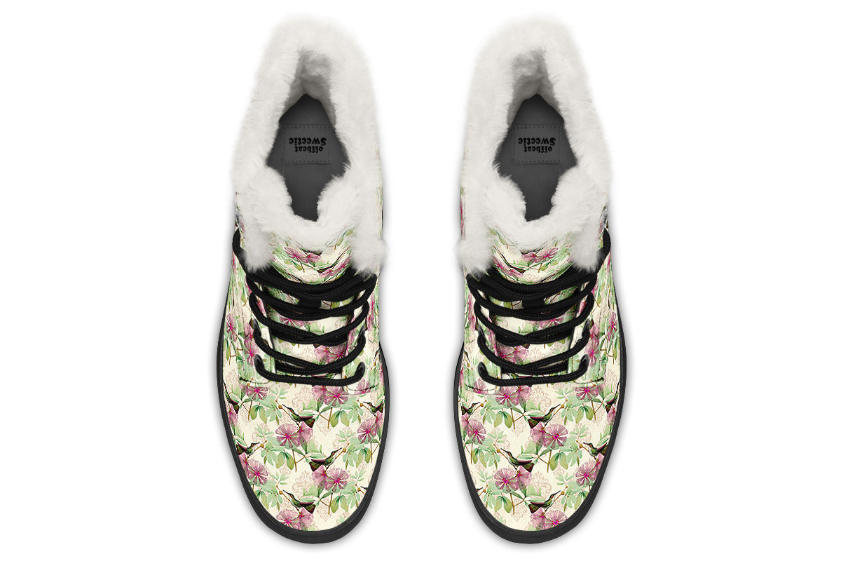Hummingbirds Faux Fur Boots - Offbeat Sweetie