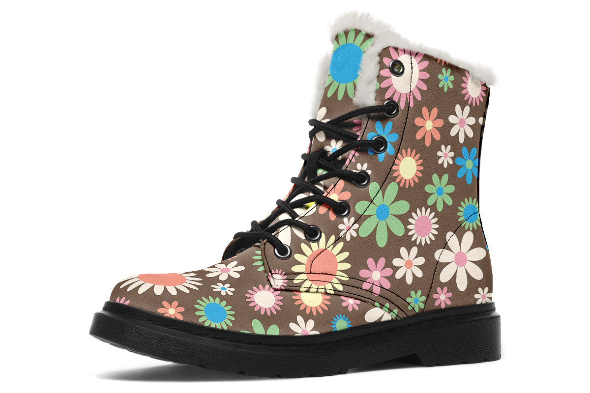Judy's Flowers Faux Fur Boots - Offbeat Sweetie