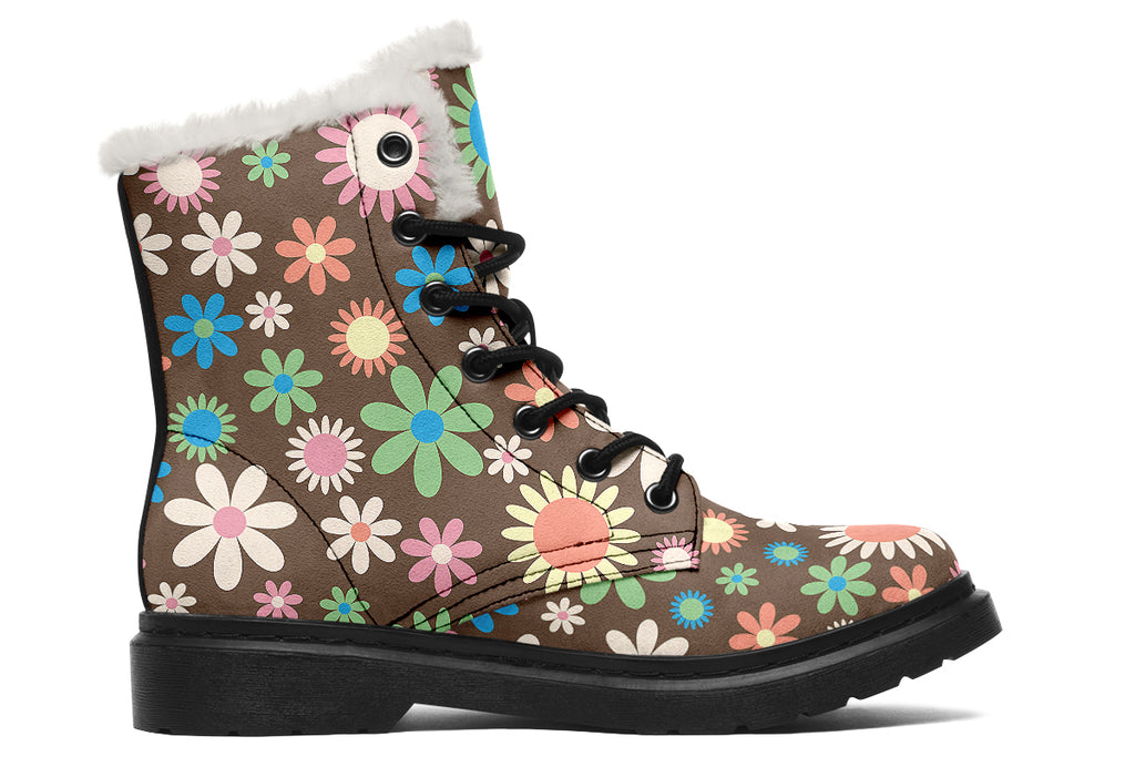 Judy's Flowers Faux Fur Boots - Offbeat Sweetie