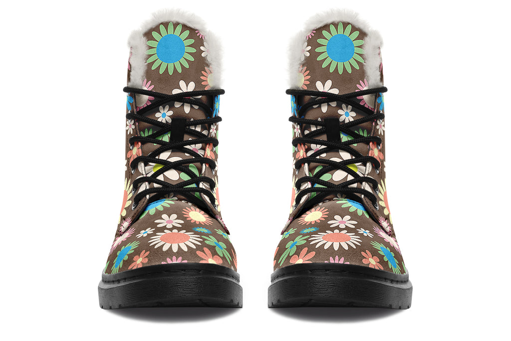 Judy's Flowers Faux Fur Boots - Offbeat Sweetie