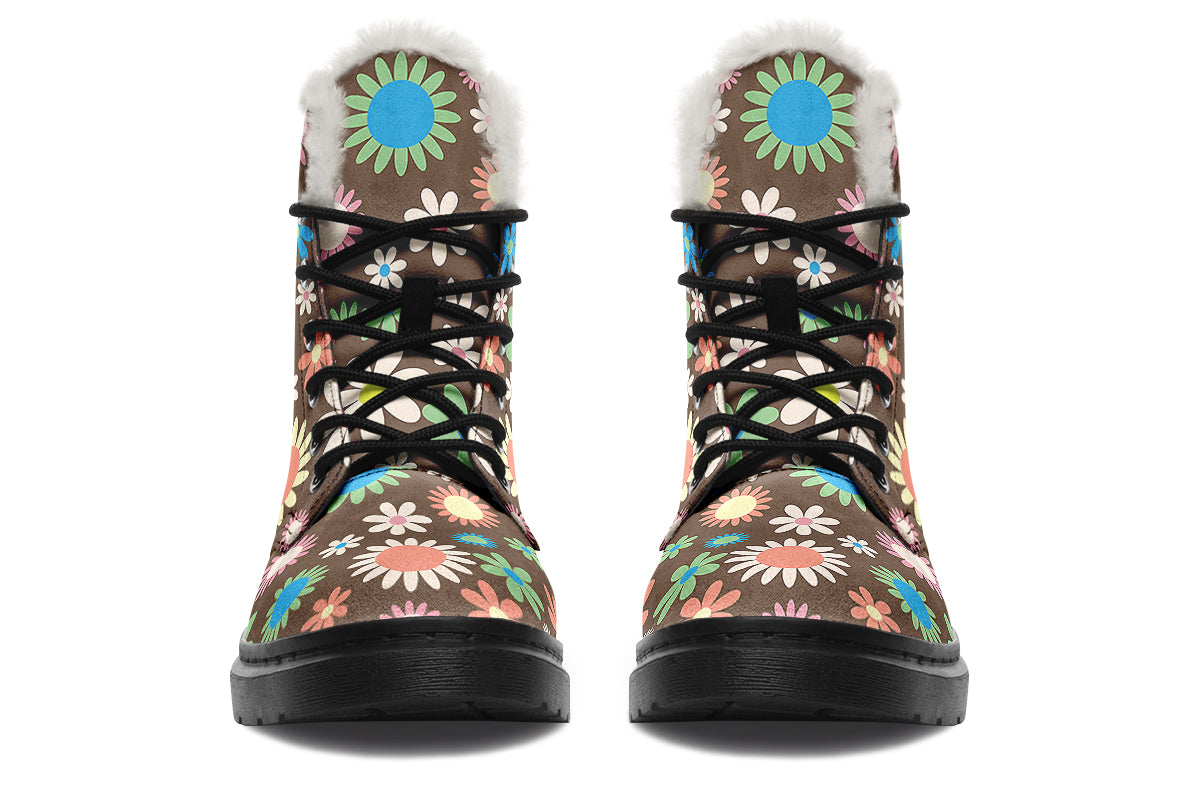 Judy's Flowers Faux Fur Boots - Offbeat Sweetie