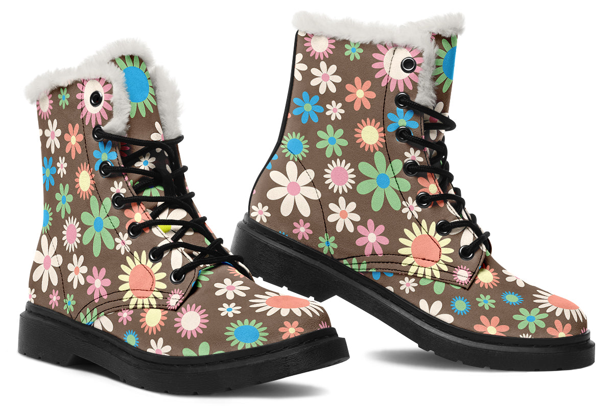 Judy's Flowers Faux Fur Boots - Offbeat Sweetie