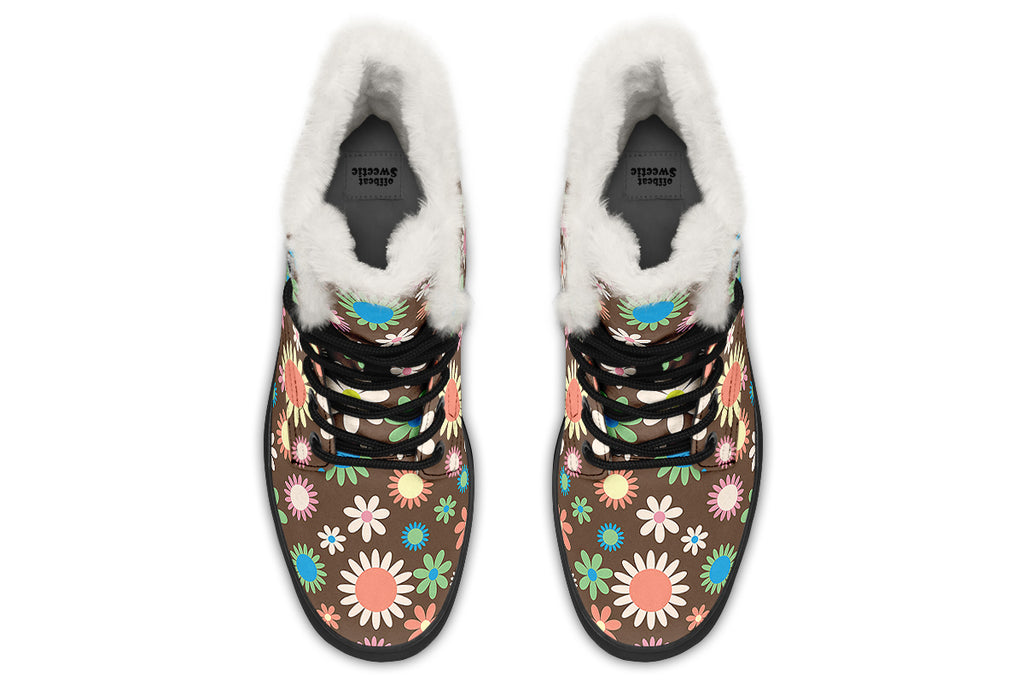 Judy's Flowers Faux Fur Boots - Offbeat Sweetie