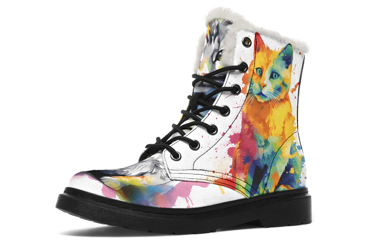 Kitty On My Foot Faux Fur Boots - Offbeat Sweetie