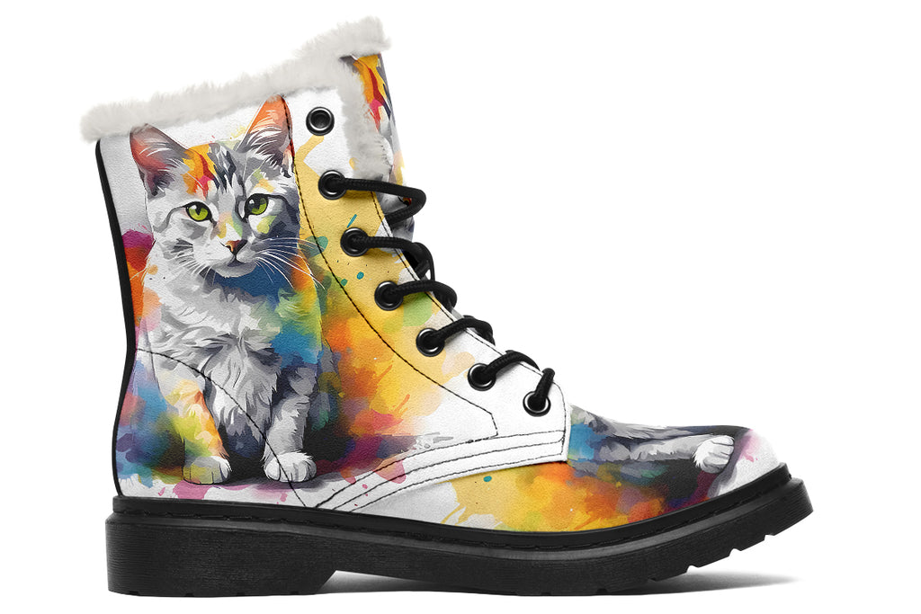 Kitty On My Foot Faux Fur Boots - Offbeat Sweetie