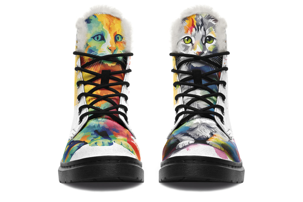 Kitty On My Foot Faux Fur Boots - Offbeat Sweetie