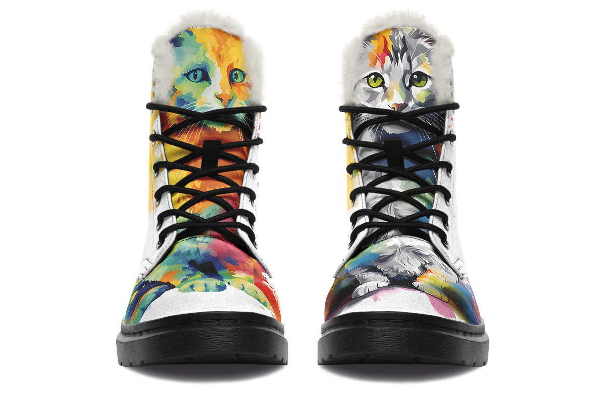 Kitty On My Foot Faux Fur Boots - Offbeat Sweetie