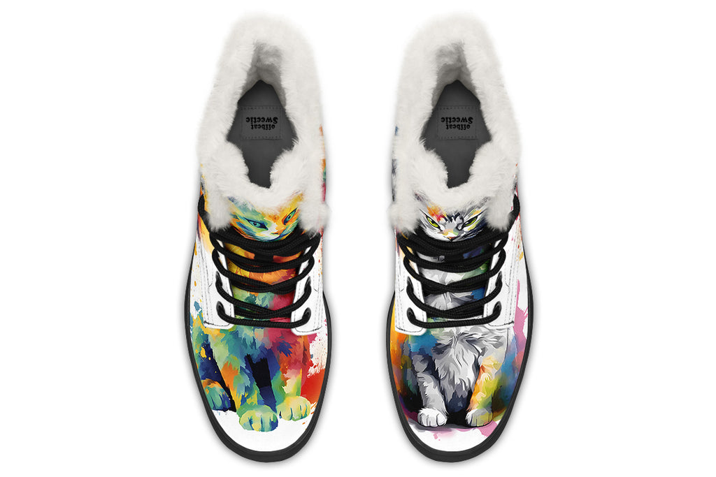 Kitty On My Foot Faux Fur Boots - Offbeat Sweetie