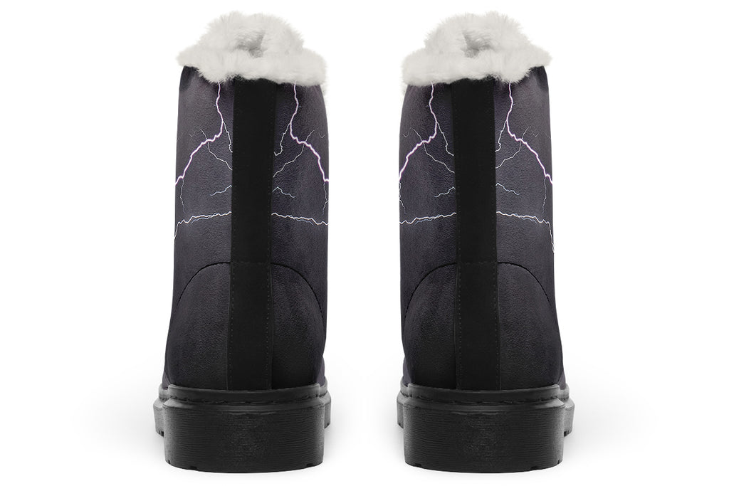 Lightning Crashes Faux Fur Boots - Offbeat Sweetie