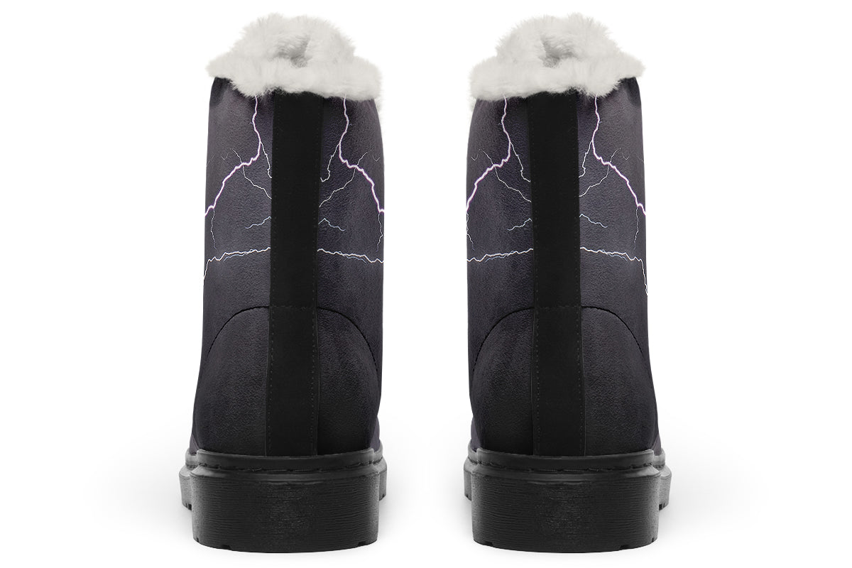 Lightning Crashes Faux Fur Boots - Offbeat Sweetie