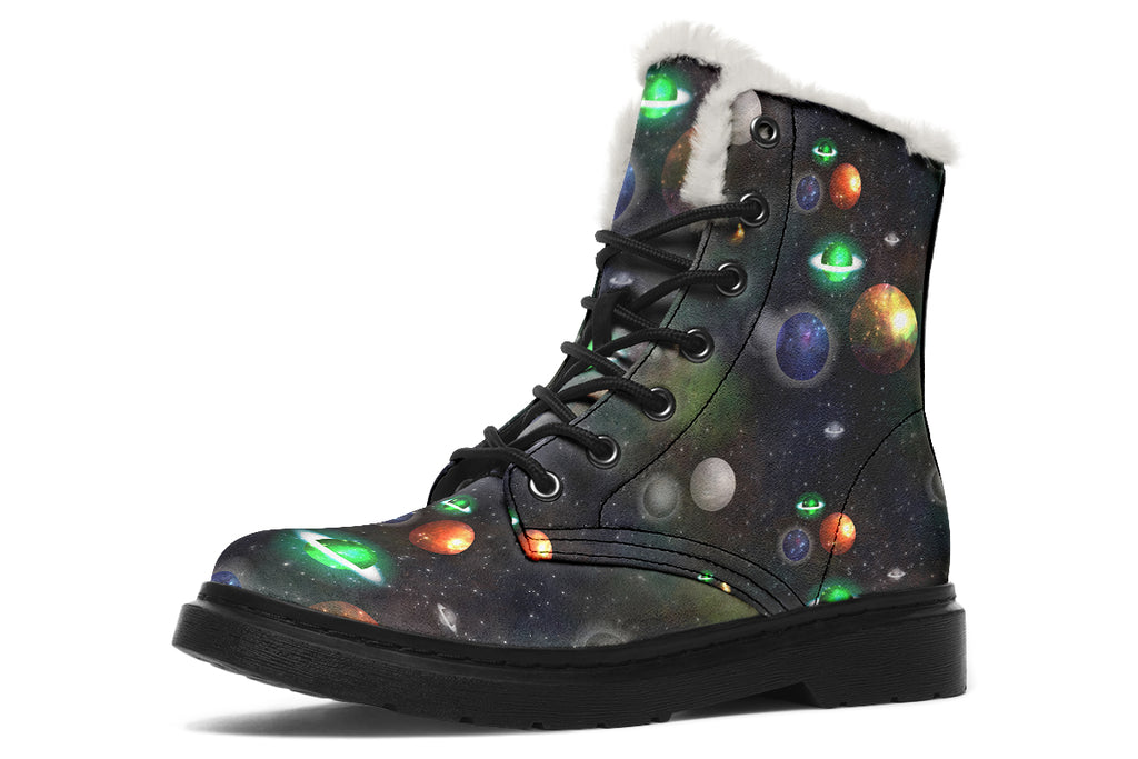 Lost In Space Faux Fur Boots - Offbeat Sweetie