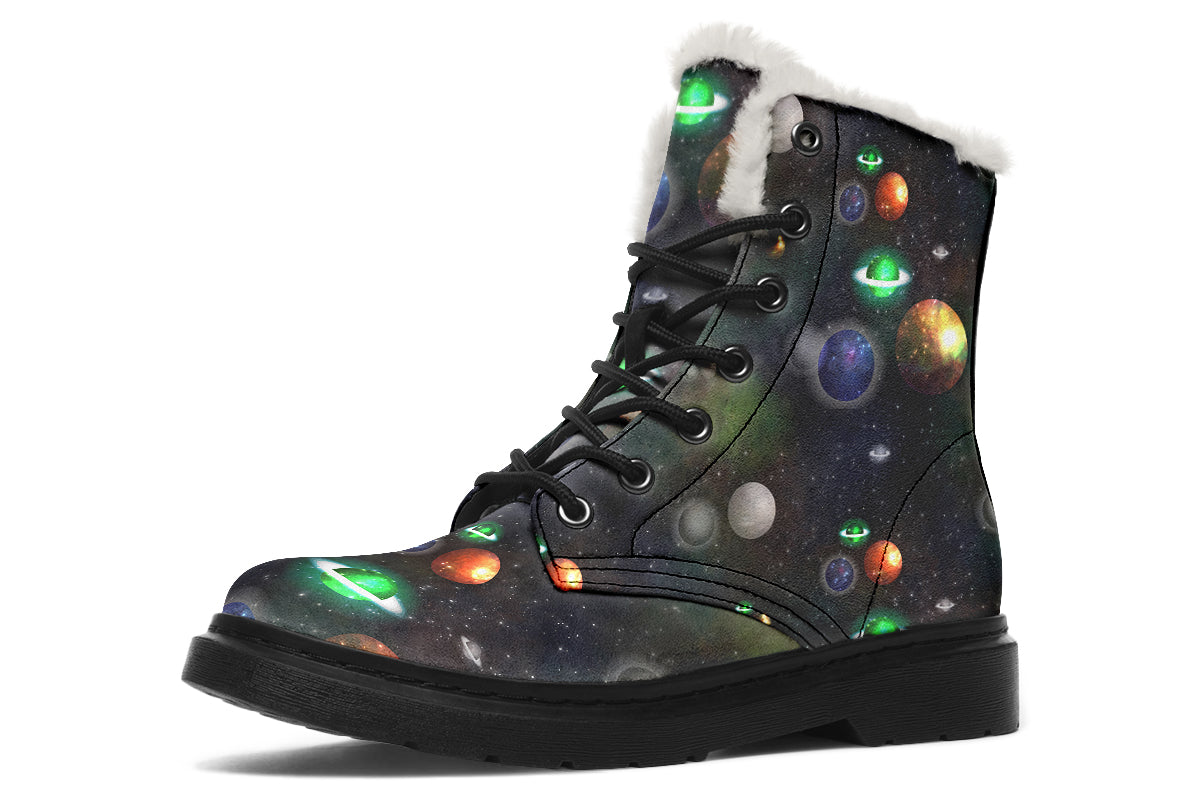 Lost In Space Faux Fur Boots - Offbeat Sweetie