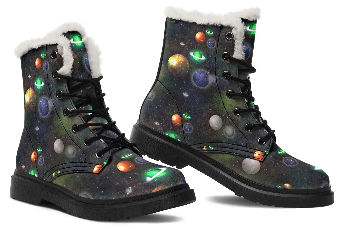 Lost In Space Faux Fur Boots - Offbeat Sweetie