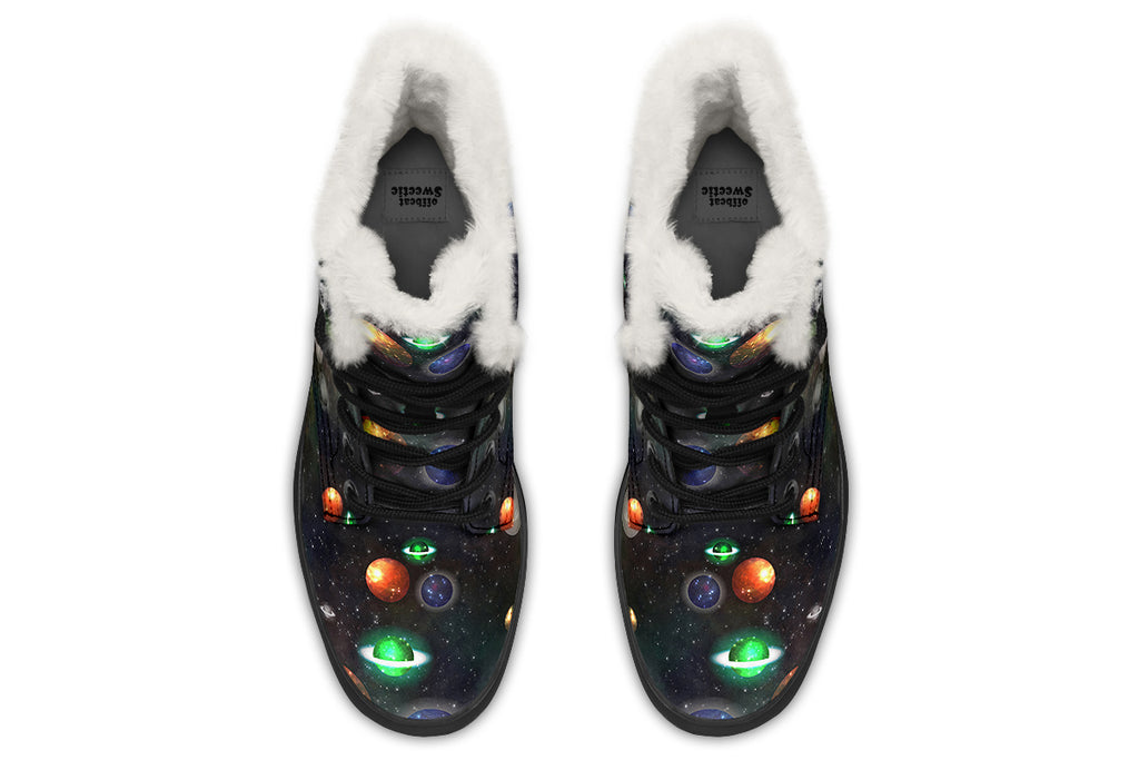 Lost In Space Faux Fur Boots - Offbeat Sweetie
