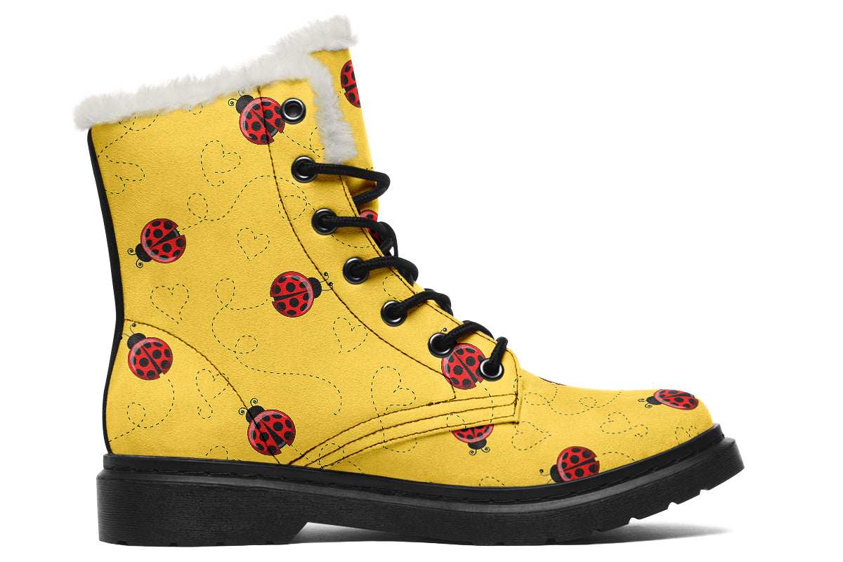 Lovely Ladybugs Faux Fur Boots