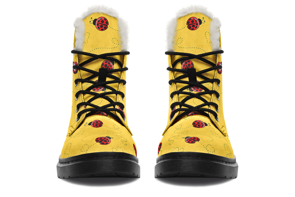 Lovely Ladybugs Faux Fur Boots