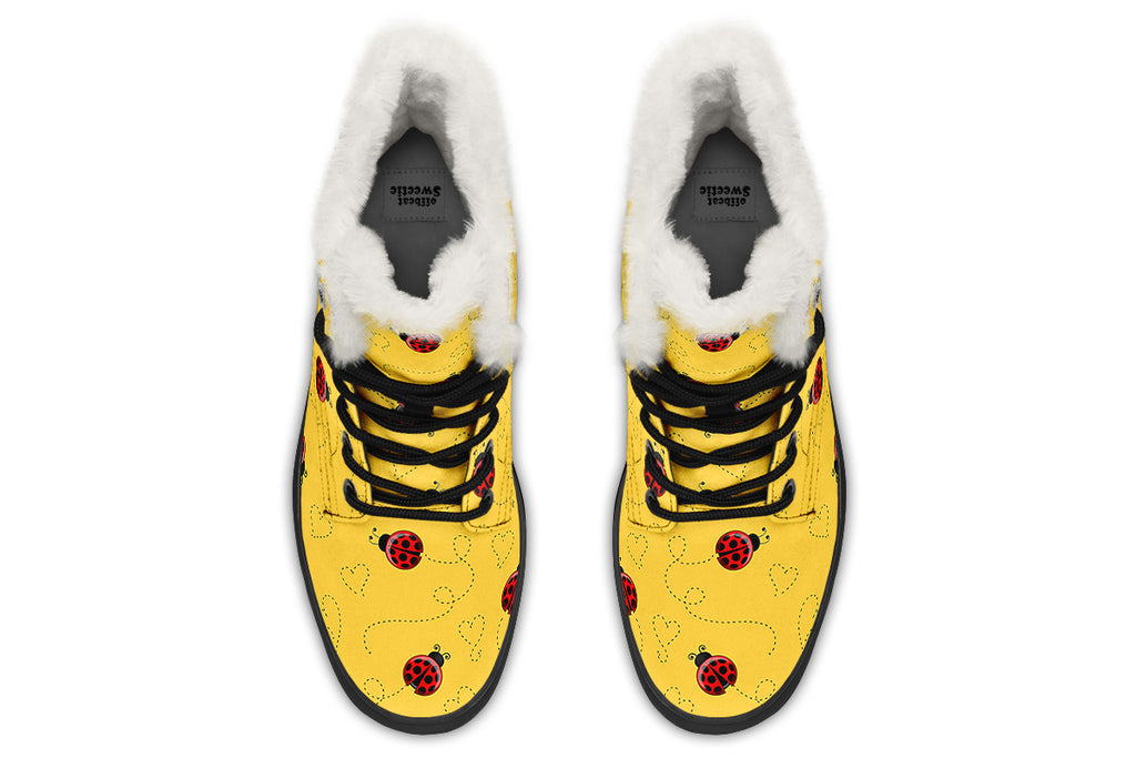 Lovely Ladybugs Faux Fur Boots