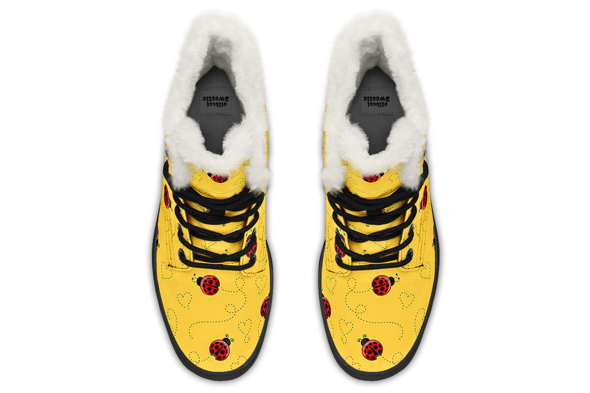 Lovely Ladybugs Faux Fur Boots