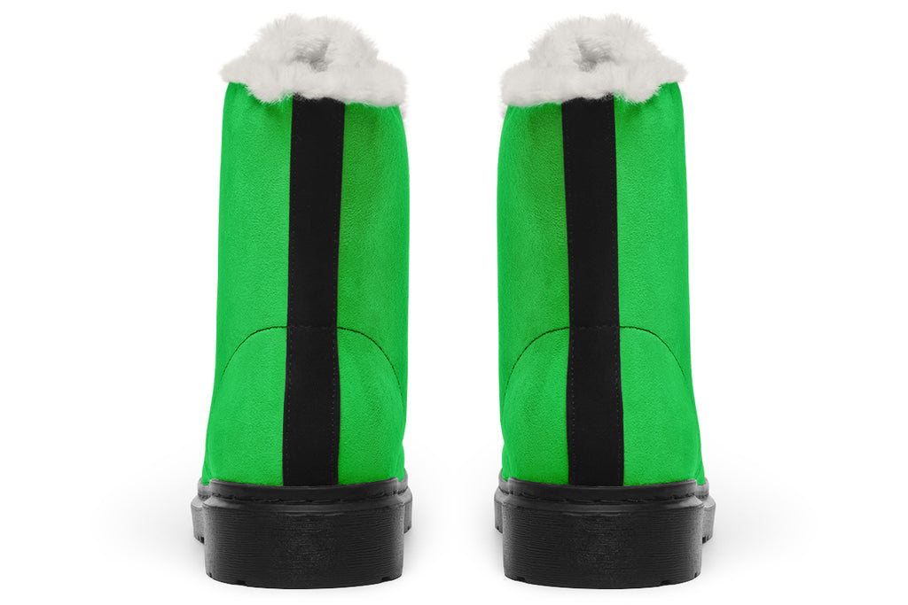 Lucky Green Faux Fur Boots - Offbeat Sweetie