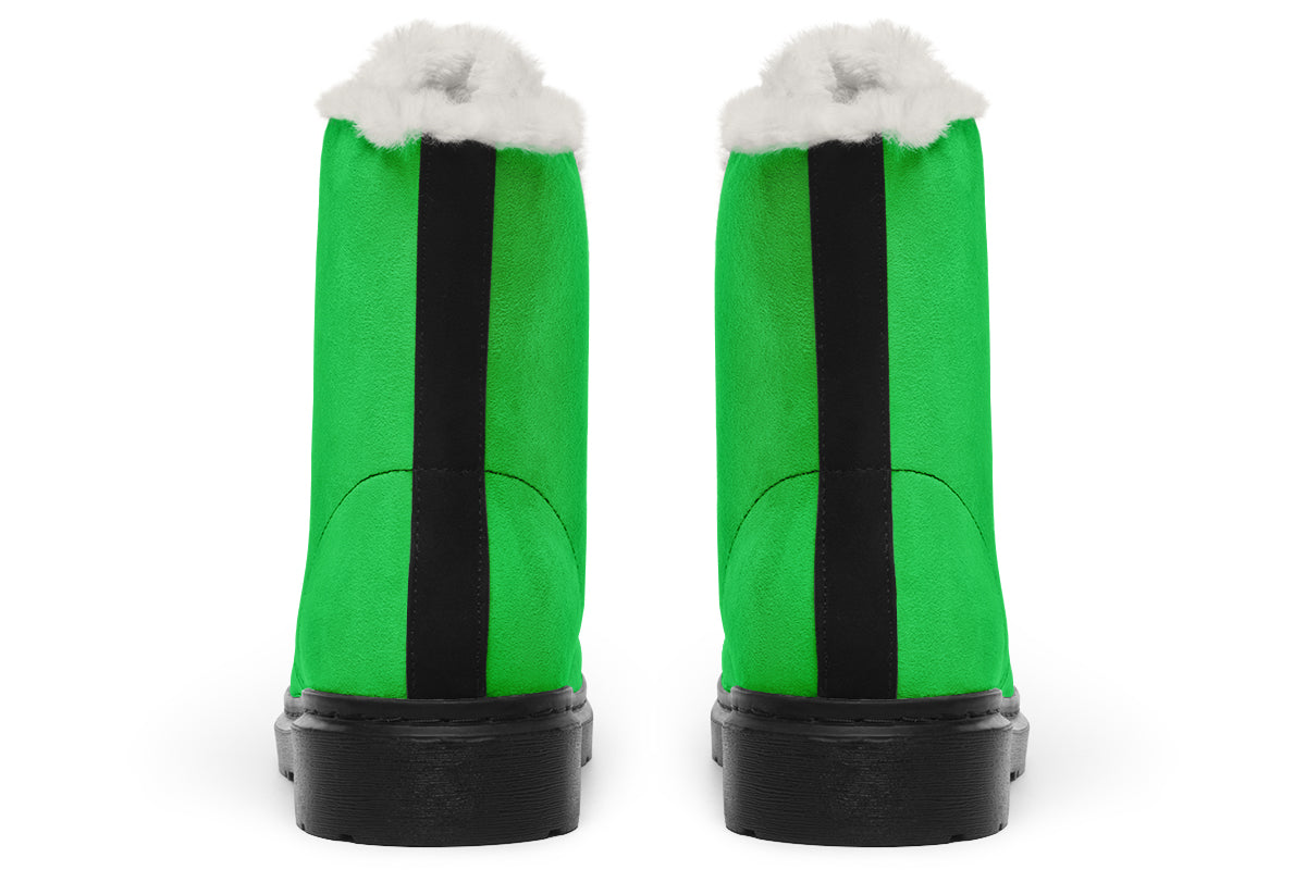 Lucky Green Faux Fur Boots - Offbeat Sweetie