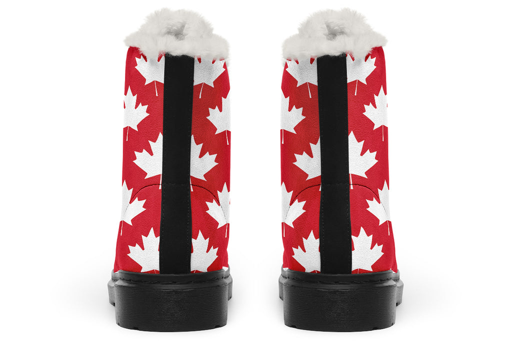 Maple Leaves Red Faux Fur Boots - Offbeat Sweetie