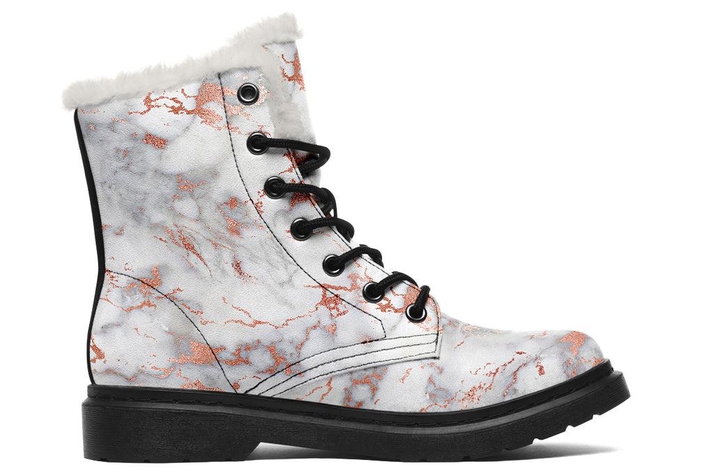 Marble Blush Faux Fur Boots - Offbeat Sweetie