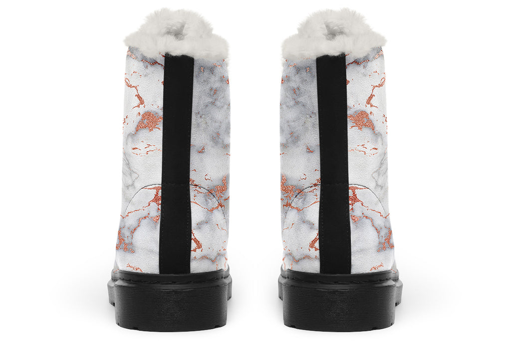 Marble Blush Faux Fur Boots - Offbeat Sweetie